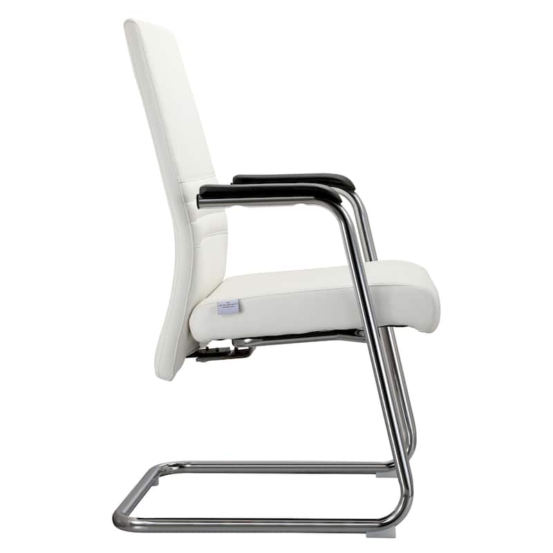 LeisureMod Aleen Office Chair with Upholstered Seat and Metal Armrest