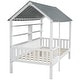 preview thumbnail 13 of 12, Retro Style Twin Size House Bed with Roof, Guardrails & Shelves