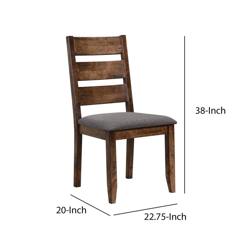 Wooden Ladder Back Dining Chair, Gray & Brown, Set of 2 - 38 H x 20 W x 22.75 L Inches
