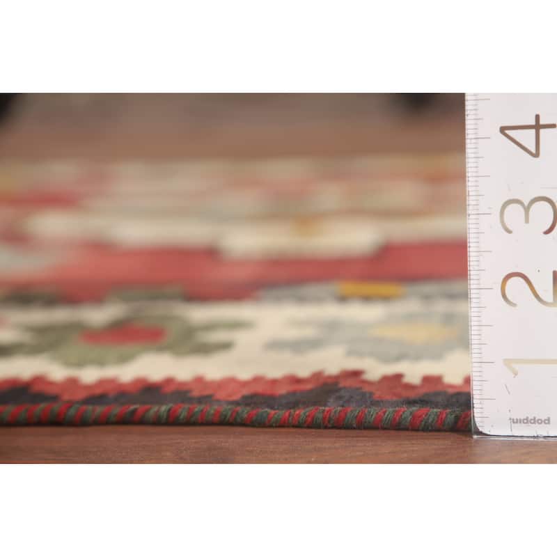 Kilim Qashqai Persian Vintage Rug Hand-Woven Geometric Wool Carpet - 5'0" x 7'6"