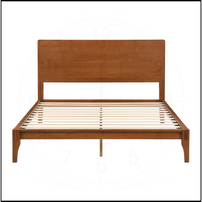 12 Inch Bamboo Wood Platform Bed with Wood Slat Metal Support
