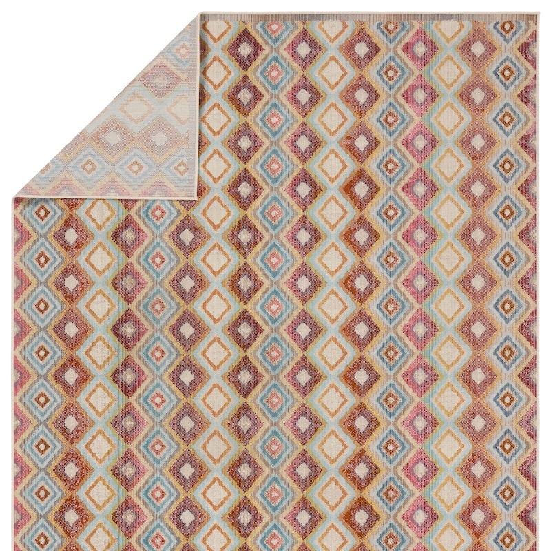 Manor Indoor/Outdoor Trellis Multicolor/ Blue Rug