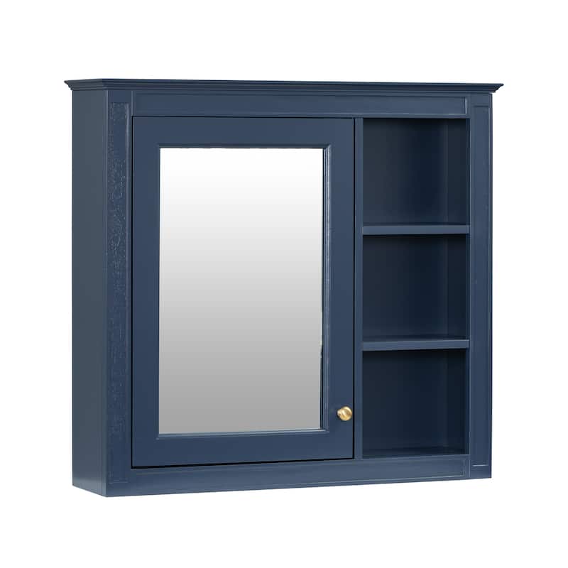 Modern Wall Mounted Bathroom Medicine Cabinet with Mirror & 3 Open Shelves