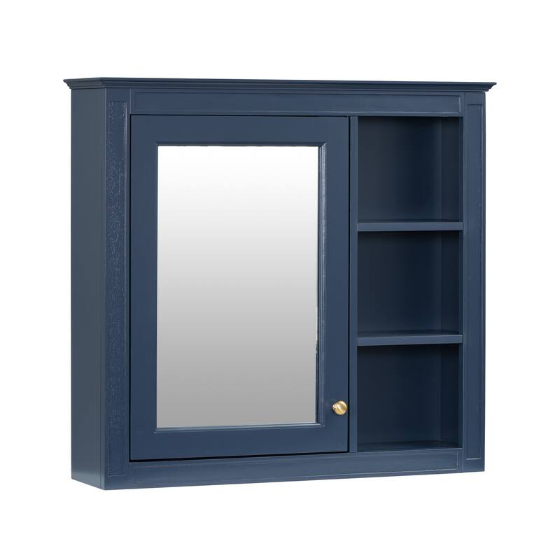 Roomfitters 30'' x 28'' Wall Mounted Bathroom Storage Cabinet with Mirror, Modern Medicine Cabinet with 3 Open Shelves