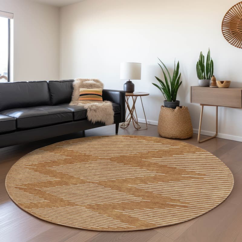 Premium Washable Super Soft Modern Geo Mayfield Rug - Paprika - 8' x 8'