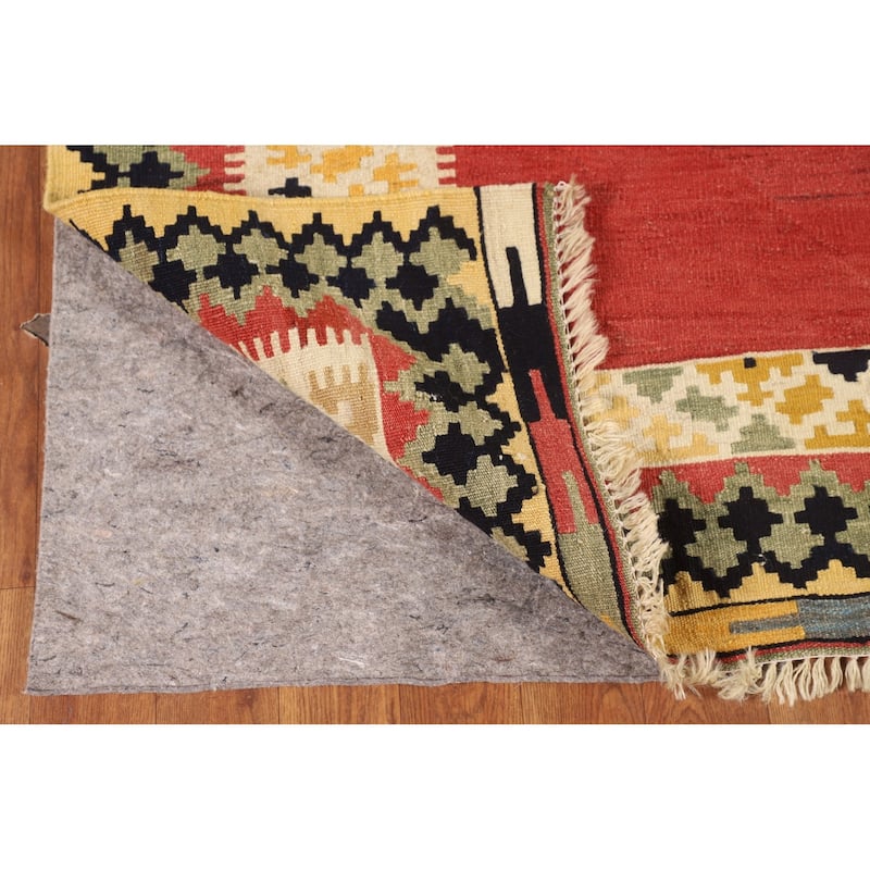 Kilim Qashqai Persian Vintage Rug Flatweave Tribal Wool Carpet - 5'5"x 8'1"