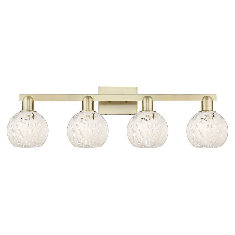 Innovations Lighting Endless Possibilities Arcadia - White Mouchette - 4 Light 33" Bath Vanity Light - Antique Brass