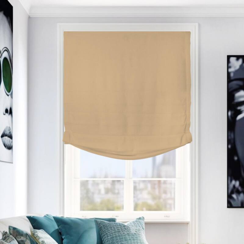 CHICOLOGY Cordless Roman Shades, Relaxed Window Blinds - 23"W X 64"H - Khaki (Relaxed)