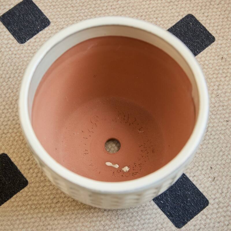 Set of 3 Ceramic Planters Diamond Pattern Plants for Succulents Herbs