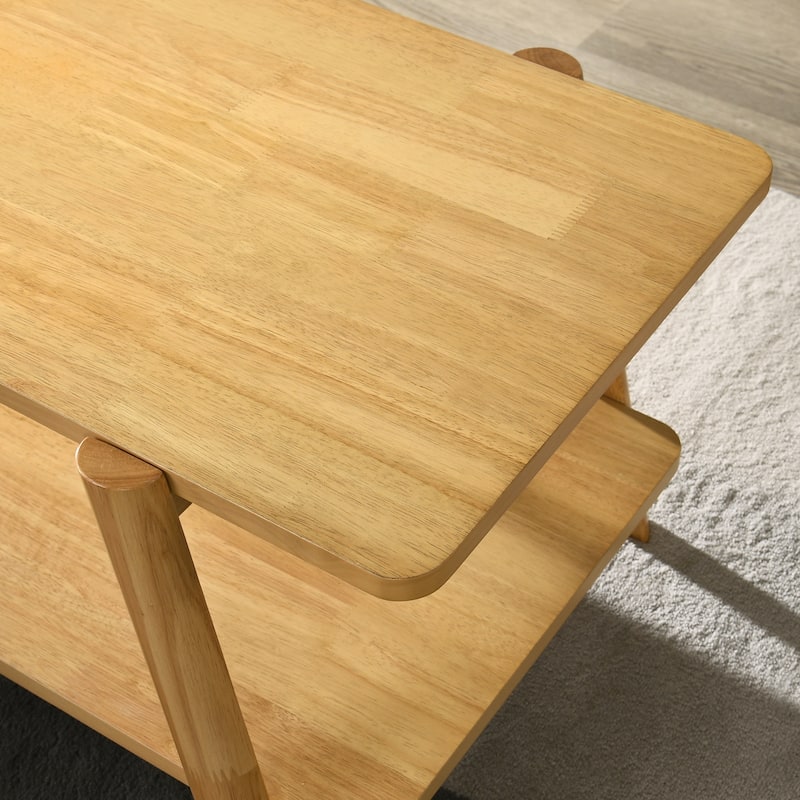 Roundhill Furniture Metz Mid-Century Modern Wood Shelf End Table