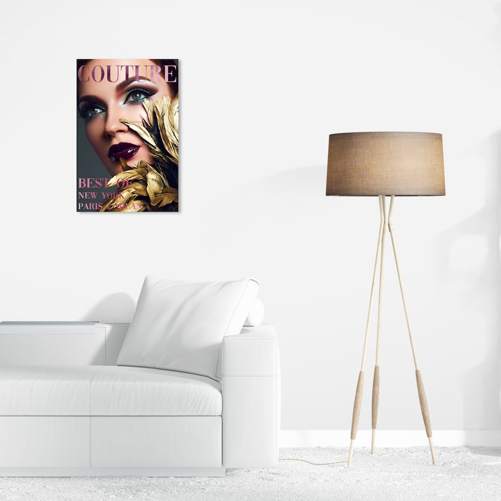 Wynwood Studio Canvas Fashion and Glam Cover Fashion Feathered Couture Gold and Metallic Gold Glam Wall Art Canvas Print