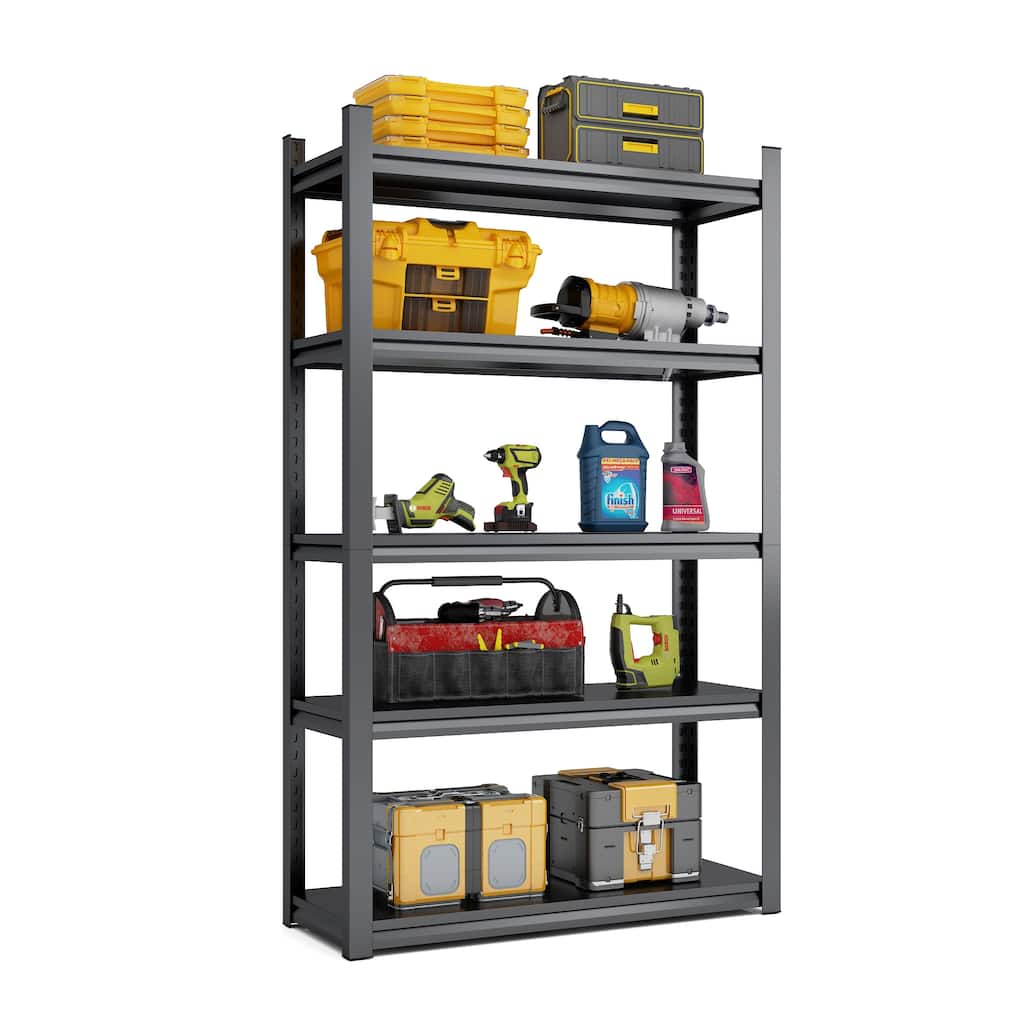 72"H 5 Tier Metal Heavy Duty Storage Shelves with Adjustable Shelf