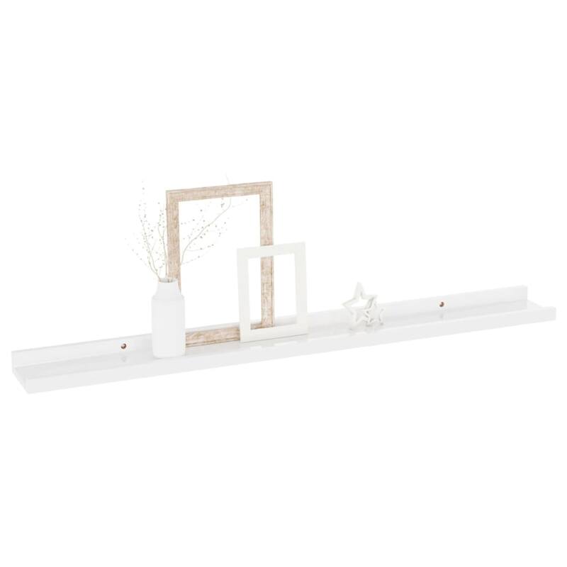 Yuli Wall Shelf Set of 2, Contemporary White, Raised Ledge Design 32 Inch