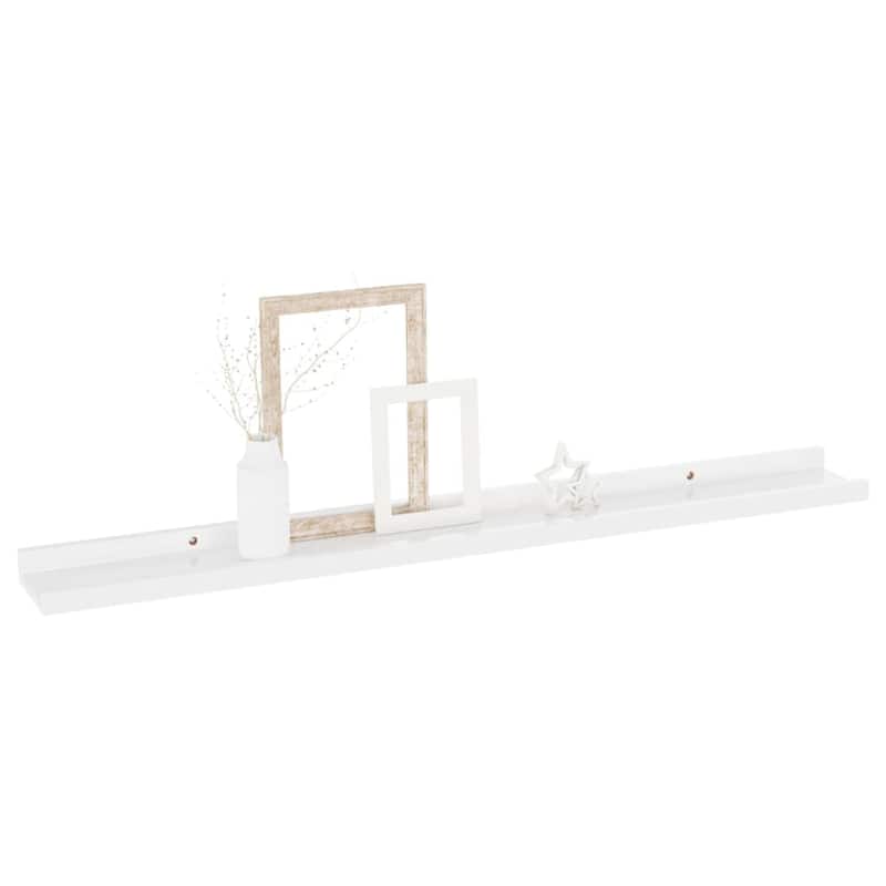 Yuli Wall Shelf Set of 4, Contemporary White, Raised Ledge Design 32 Inch