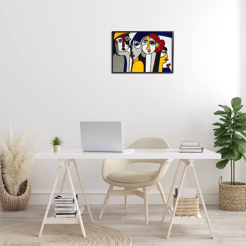Stupell Primary Hues Faces Portrait Framed Giclee Art Design By Ruth Fromstein