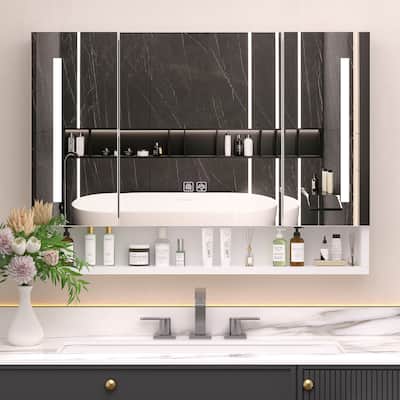 Modern 39x28 inches Bathroom Cabinets,Medicine Cabinets with Mirrors and LED Lights,Bathroom Cabinet with Multilevel Storage