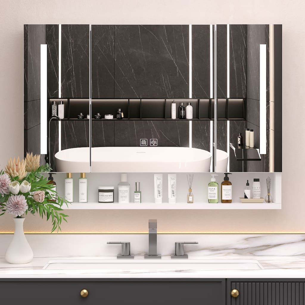 Modern 39x28 inches Bathroom Cabinets,Medicine Cabinets with Mirrors and LED Lights,Bathroom Cabinet with Multilevel Storage