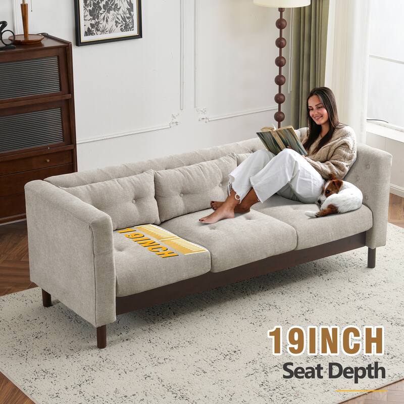 78" Modern 3-Seater Sofa with Tufted Design - Dark Upholstered Living Room Couch