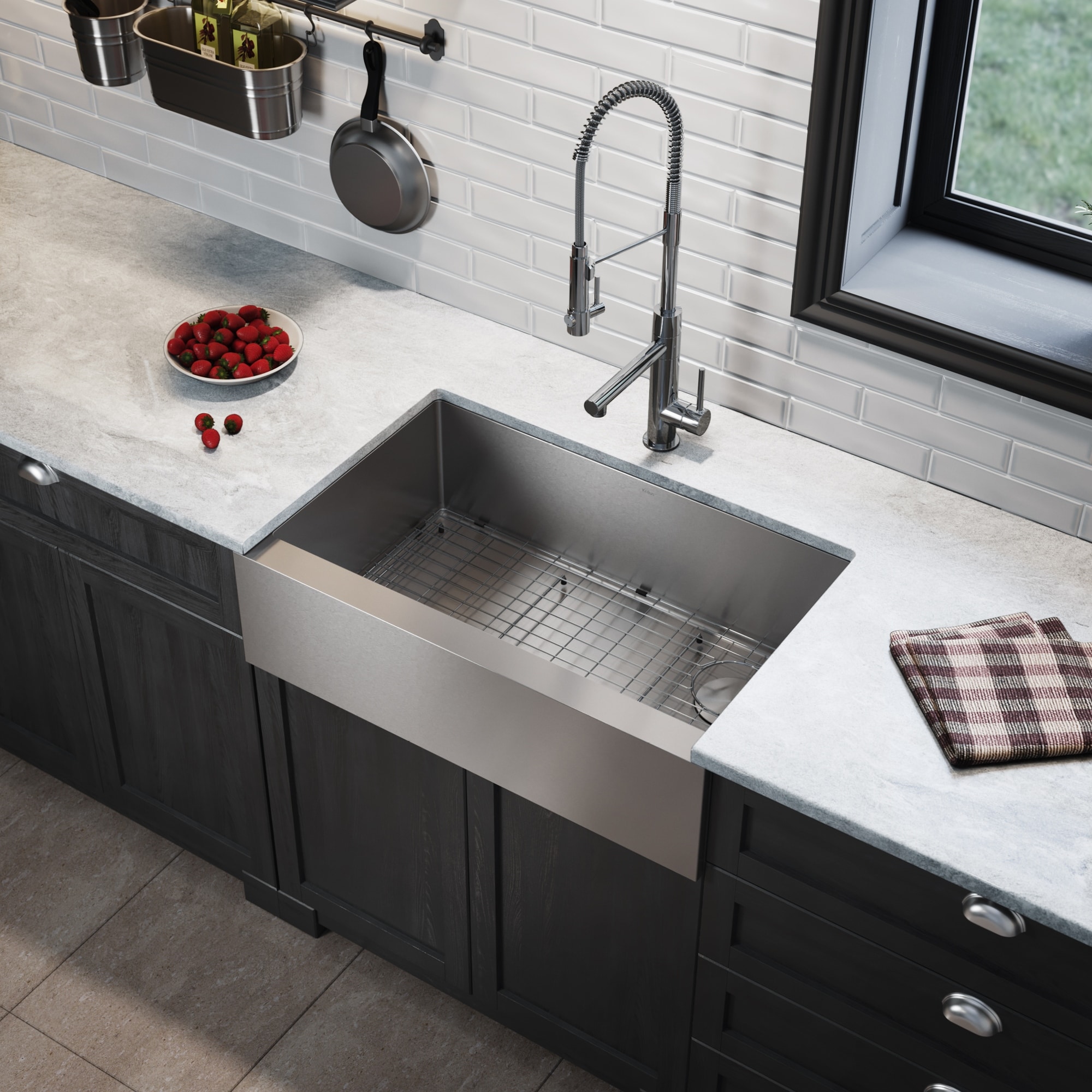 KRAUS Standart PRO Stainless Steel 33 in 1-Bowl Farmhouse Kitchen Sink