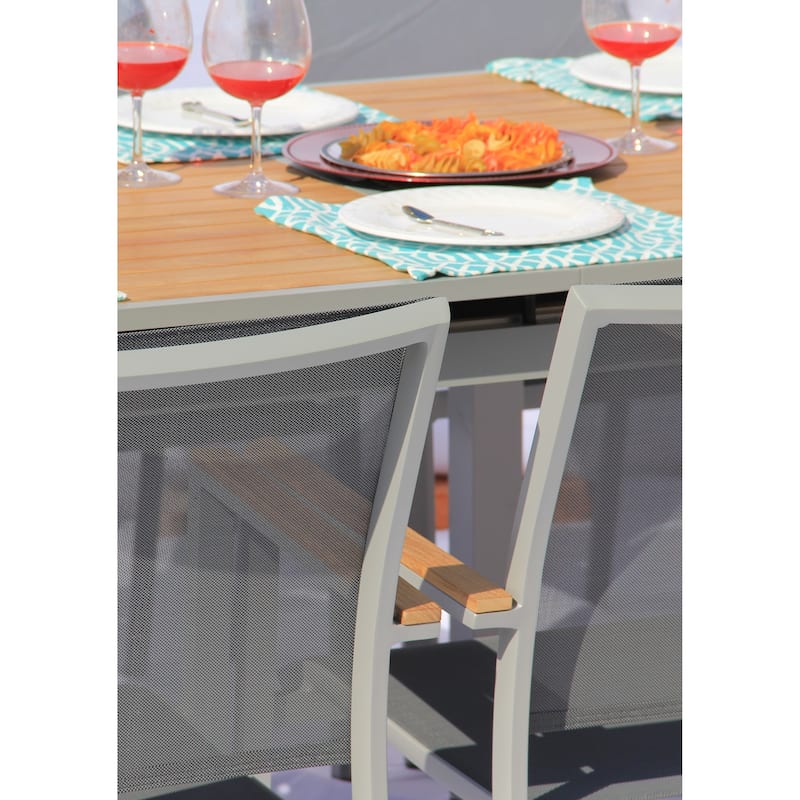 Catania Grey Seagull 11-Piece Aluminum Outdoor Dining Set with Sling Set in Pewter - N/A