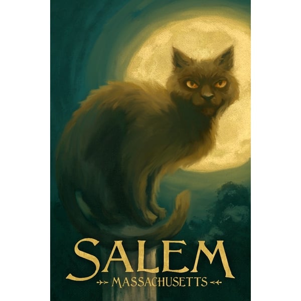 Shop Salem Massachusetts Black Cat Halloween Oil Painting