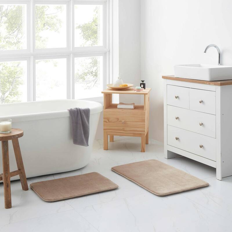 Sweet Home Collection Memory Foam 2 Piece No Slip Back Bath Mat Rug Sets