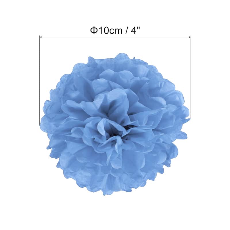 10Pcs 4" Tissue Pom Poms Paper Flowers Ball Party Wedding Decor - 4 inch - Lake Blue