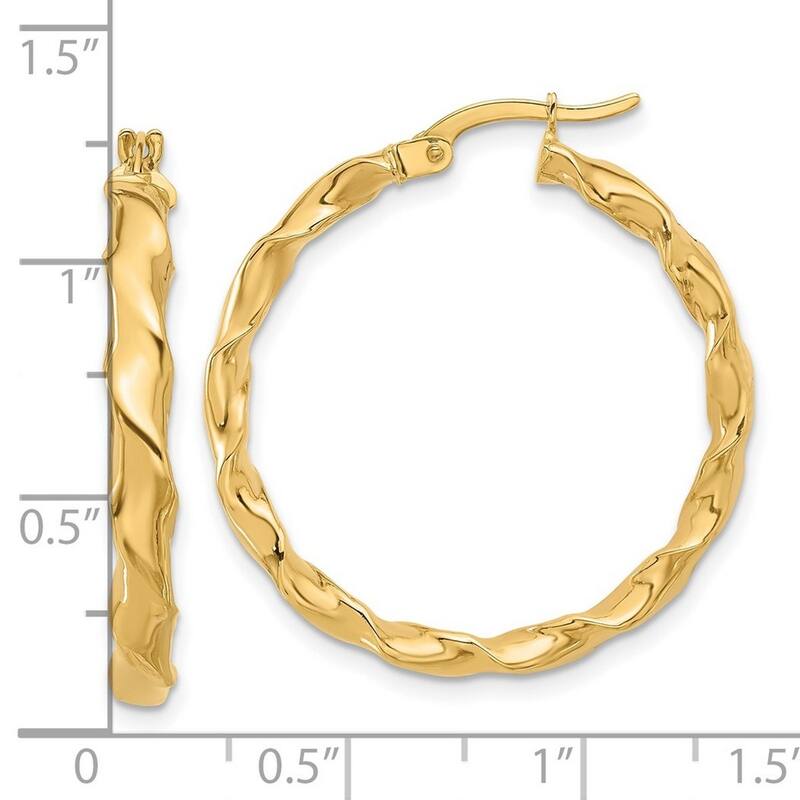 Curata 14k Yellow Gold Polished Twisted Hoop Earrings - 30.18x29.75mm