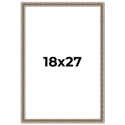 18x27 Frame Silver Versailles Ornate Solid Wood Picture Frame | 1 Inch