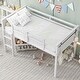 preview thumbnail 2 of 6, White Wood Loft Bed with Hanging Clothes Racks