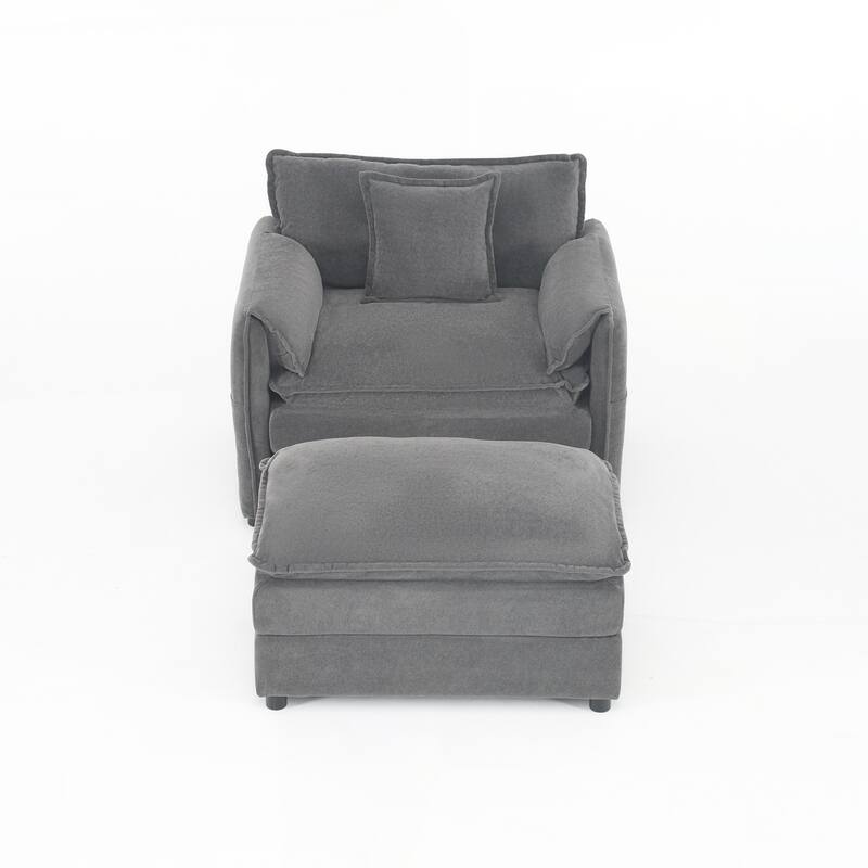 Chair with Movable Ottoman for Living Room or Bedroom