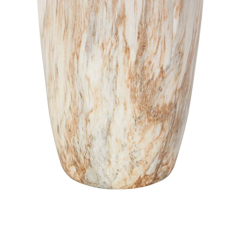 Ceramic Marbled Decorative Vase with Angled Edge Opening and Rust Accents - Beige - Roche River Decor