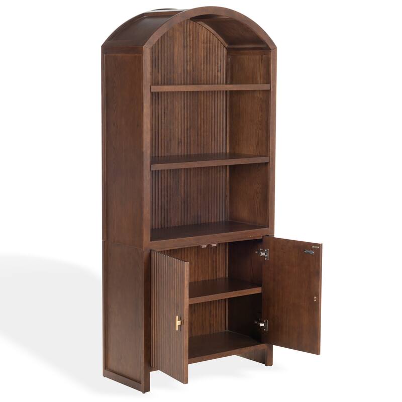 SAFAVIEH Couture Elladora Ribbed Front Wood Bookcase - 34"W x 15"D x 76"H