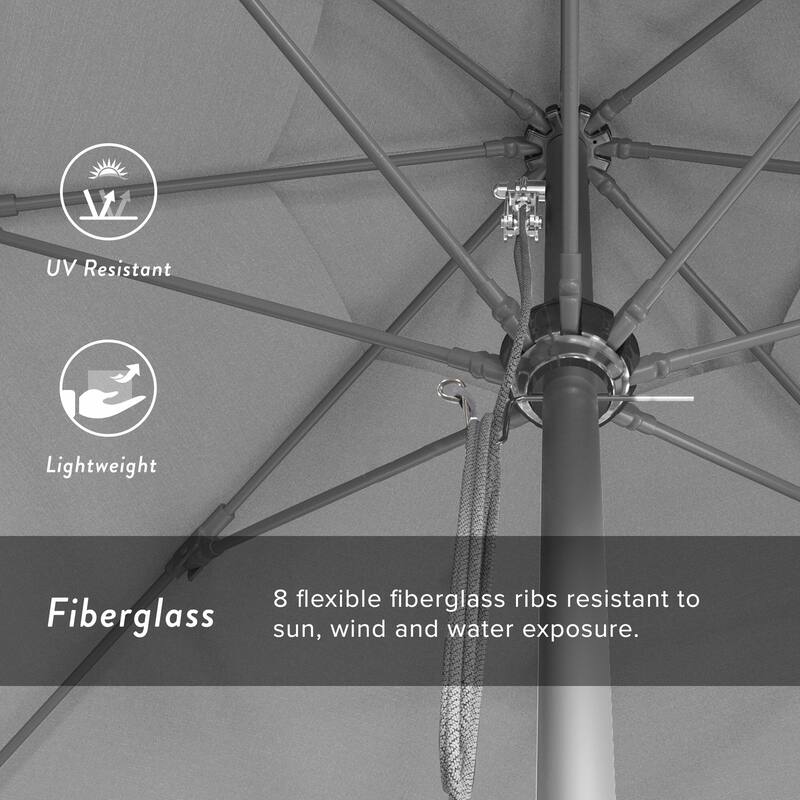 California Umbrella 11' Rd Aluminum Frame, Fiberglass Rib Market Umbrella, Push Open, Anodized Silver Finish, Olefin Fabric
