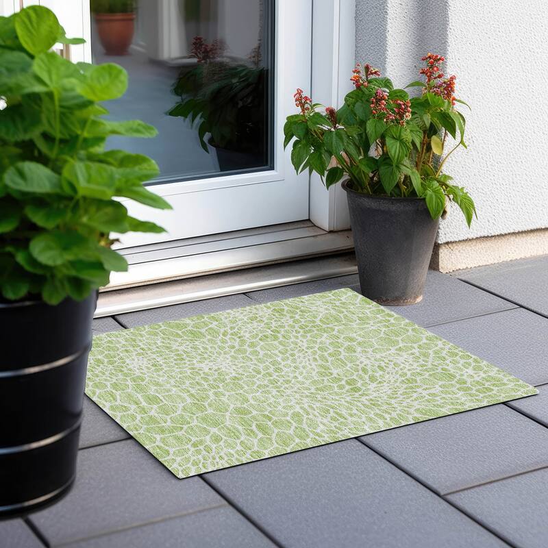 Machine Washable Indoor/ Outdoor Chantille Animal Print Rug - Aloe - 1'8" x 2'6"