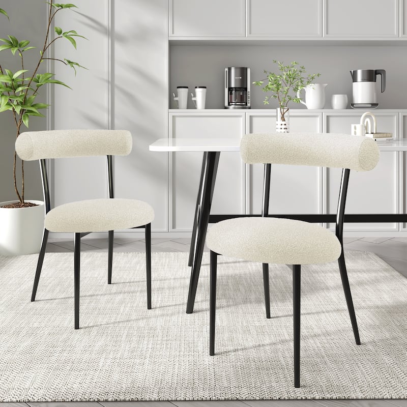 Bia Modern Iron Upholstered Dining Chairs by Christopher Knight Home - White