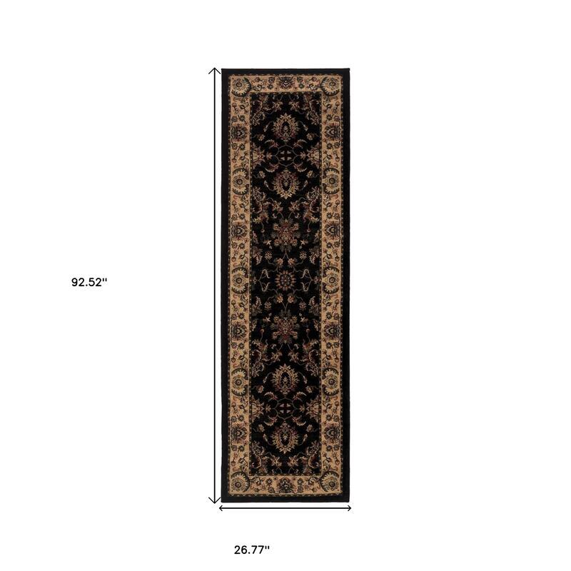 HomeRoots Oriental Traditional Runner Area Rug - 92.52 in. x 26.77 in. x 0.43 in.