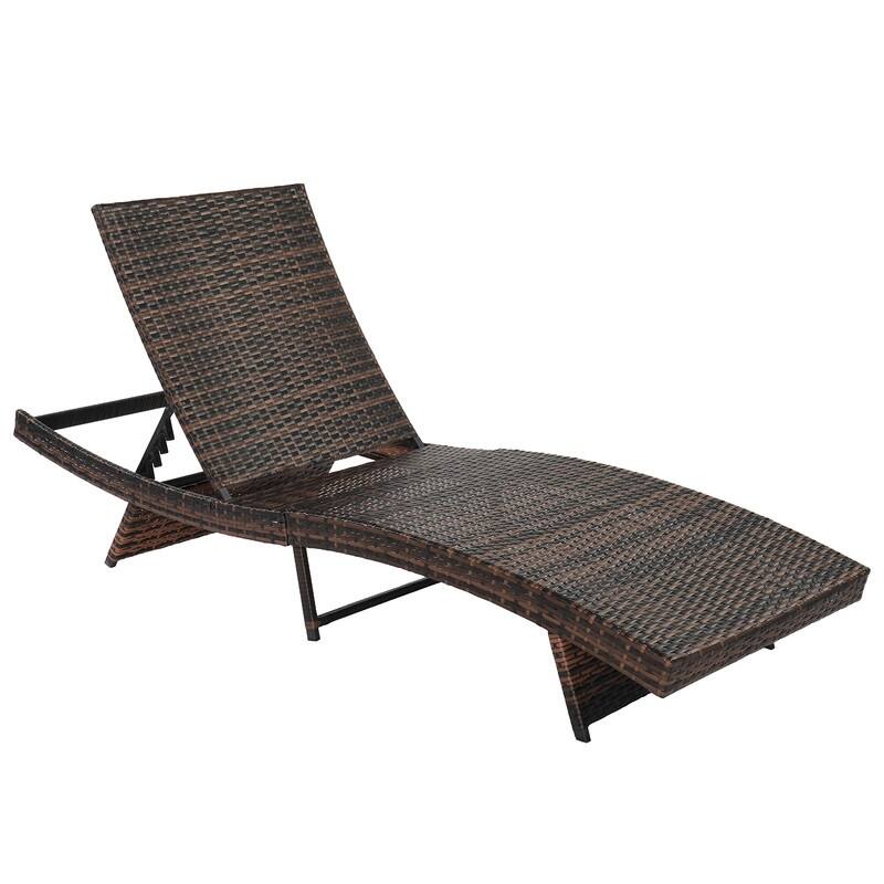 Outdoor Garden Patio Wicker Chaise Lounge Chair with Cushion