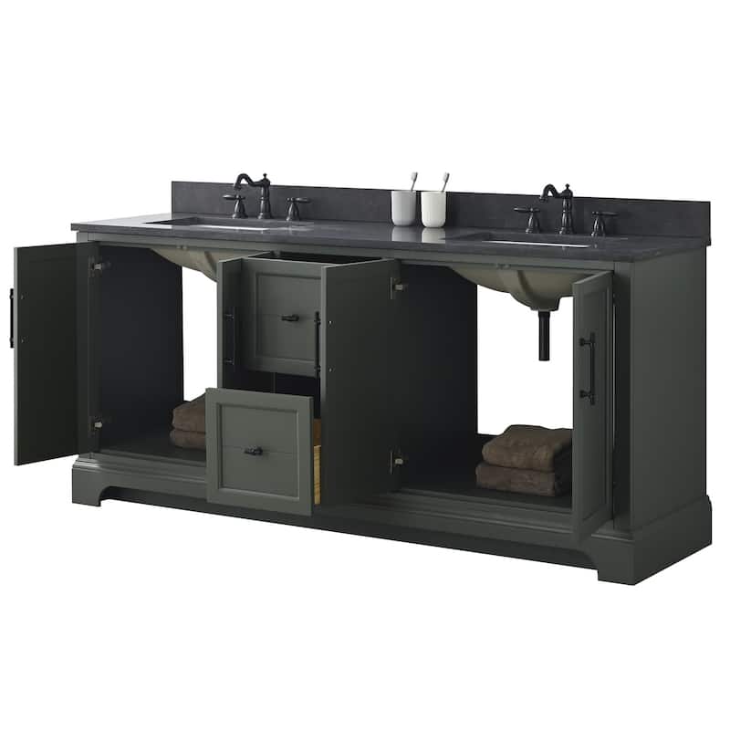 Vanity Art 72" Double Sink Bathroom Vanity with Top & Backsplash