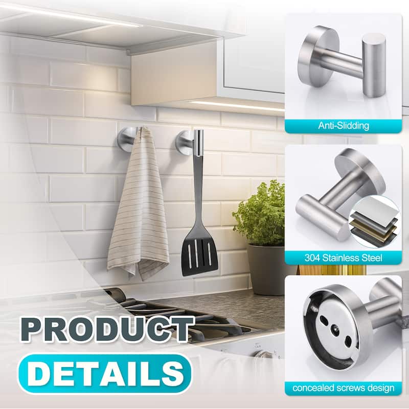 WOWOW Stainless Steel J-Hook Robe/Towel Hook 2 PCS