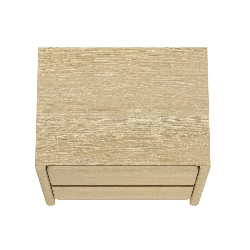 Modern Nightstand with 2 Drawers Wood Grain Texture Minimalist Design