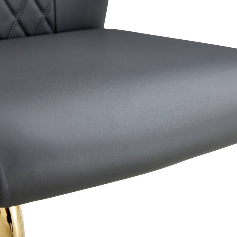 Rectangular Dining Table Set for 6-8 People, Modern Glass Table with Faux Leather Chairs