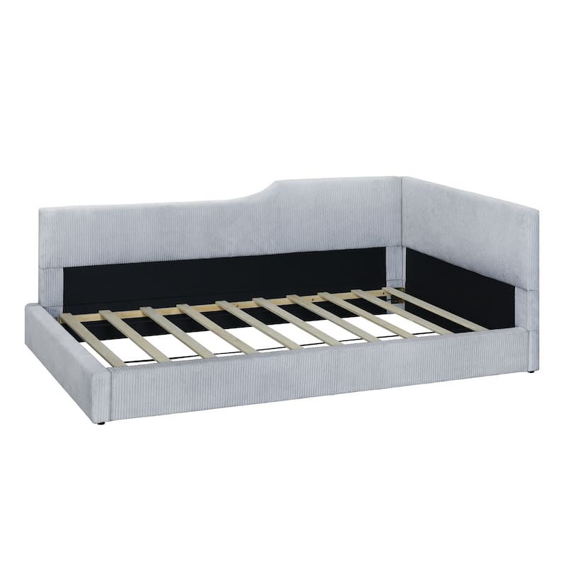 Full Size L-Shaped Upholstered Daybed with Corduroy Fabric, Modern Design, Spacious Seating, and Sturdy Construction