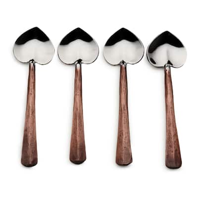 INOX Ridge Heart Coffee/Dessert Table Spoons 4 Pc. Set