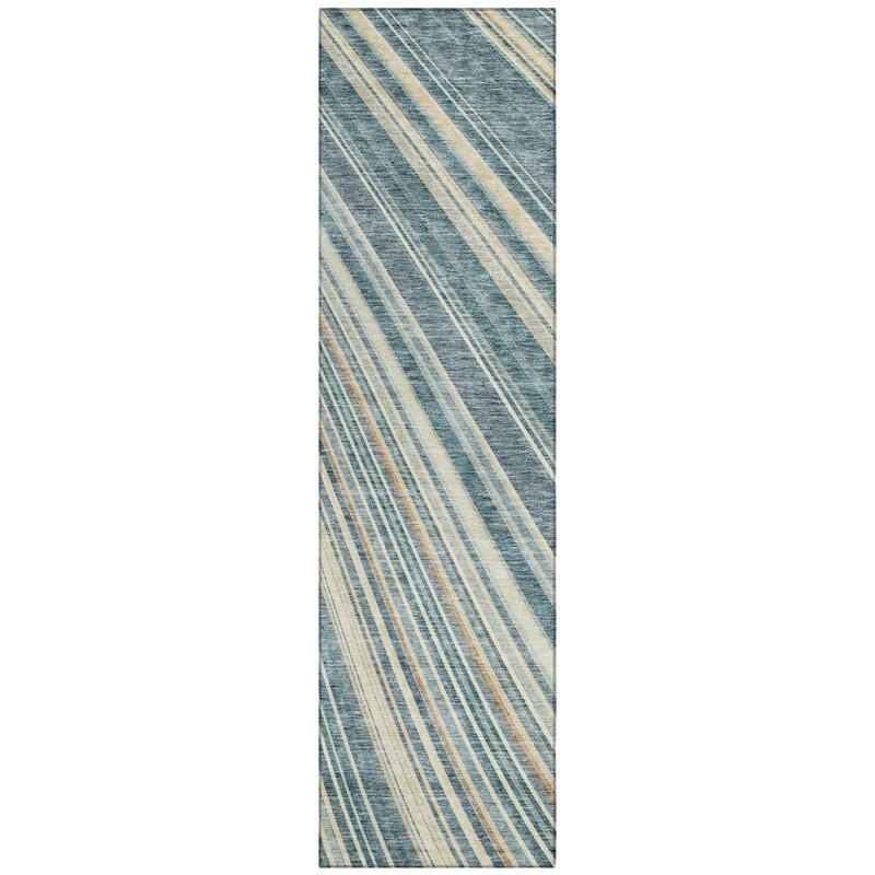Machine Washable Indoor/ Outdoor Stripe Wave Chantille Rug