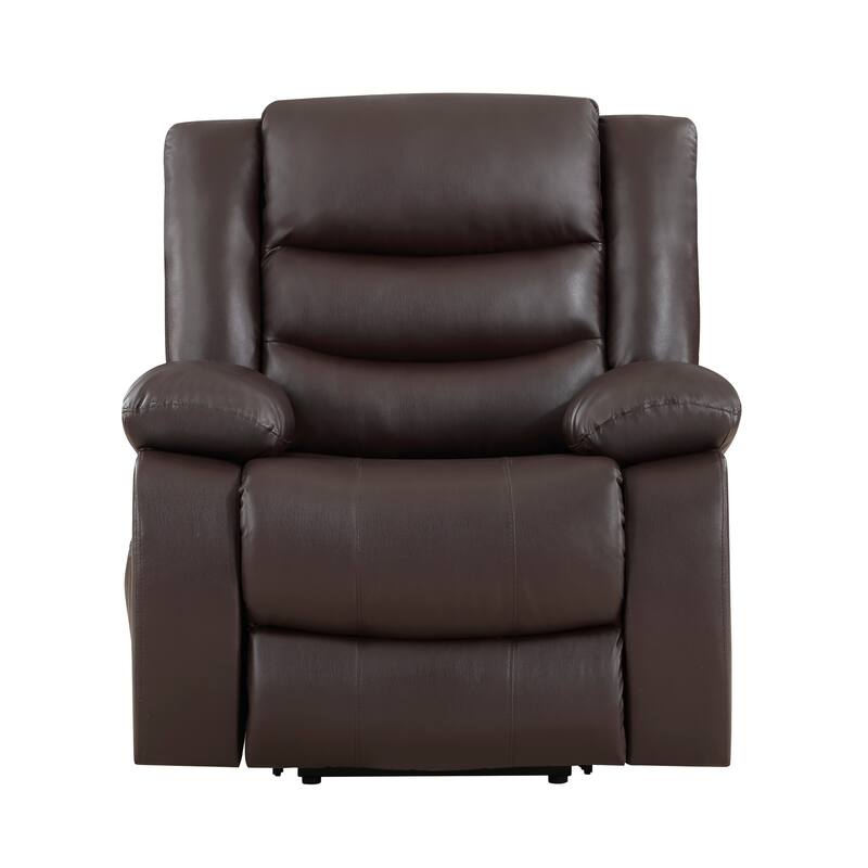Carry 39 Inch Power Lift Recliner Chair, Solid Wood Dark Brown Faux Leather