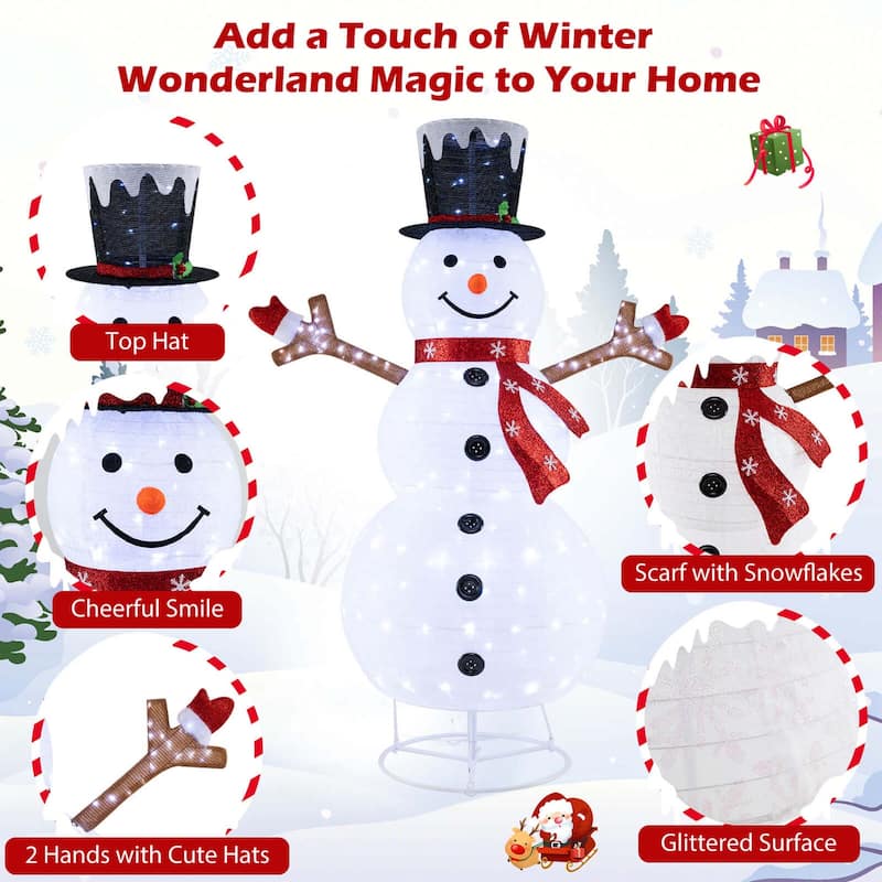 Costway 6ft Lighted Pop-Up Christmas Snowman with Hat and Scarf 180 - as pic shows - See Details