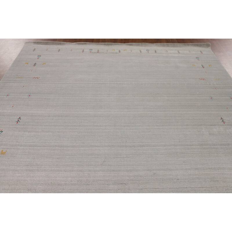 Beige Tribal Gabbeh Oriental Area Rug Handmade Wool Carpet - 7'11" x 9'8"