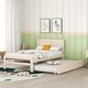 preview thumbnail 2 of 23, Twin Size Platform Bed w/Trundle & Headboard, Twin Bed Frame for Kids