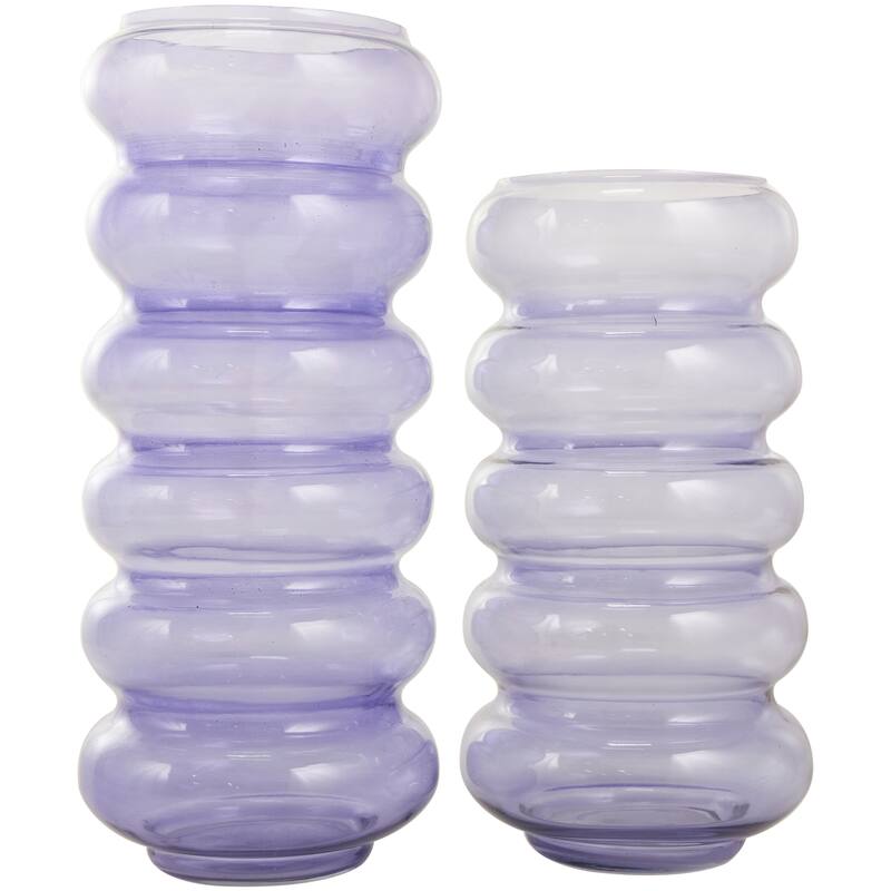 Purple Glass Bubble Decorative Vase (Set of 2)